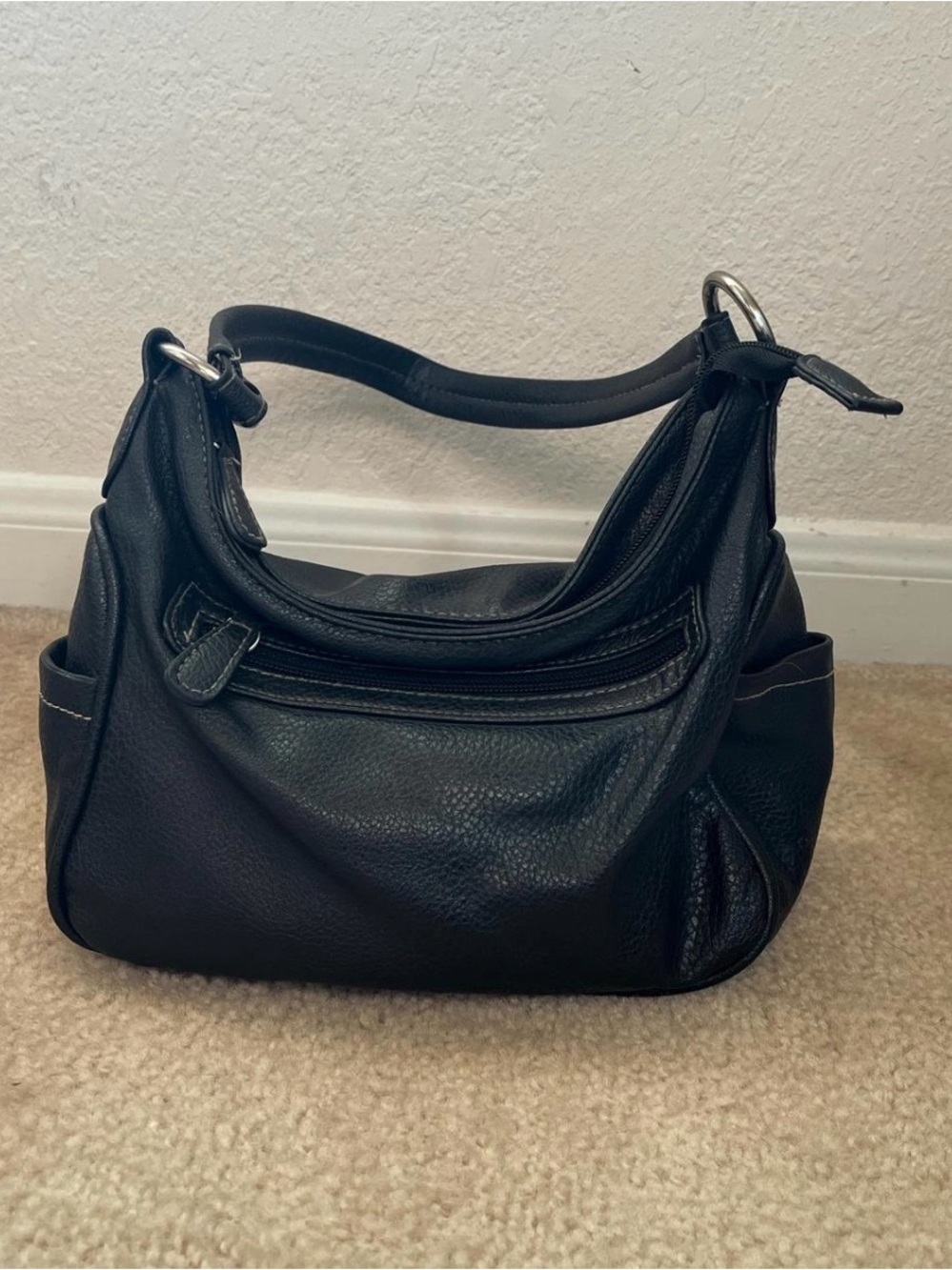 Classic Black Leather y2k Shoulder Bag